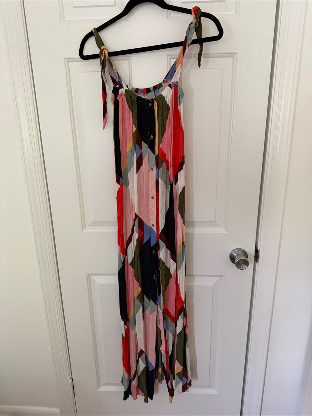 Billabong Multicolor Geometric Maxi Dress with Tie Straps